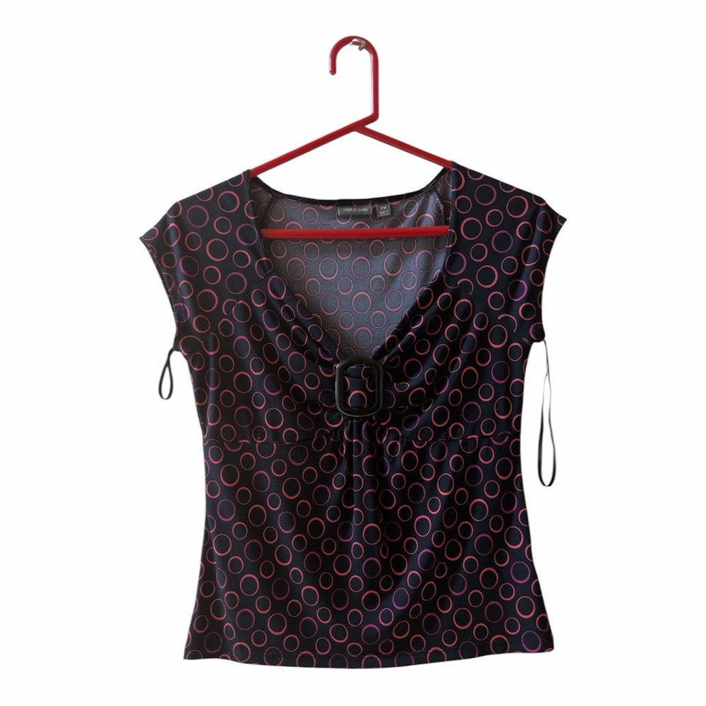 Apt. 9 Black and Pink Patterned Blouse